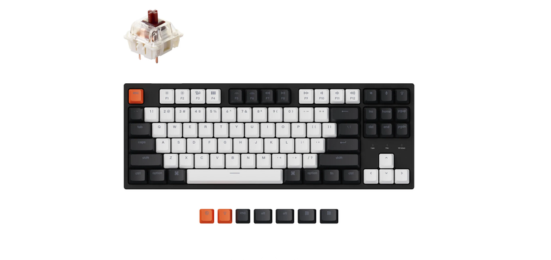Keychron C1-B3, 80% TKL Layout 87 Keys, Brown Switch, RGB, Wired Mechanical Keyboard,