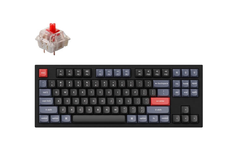 Keychron Q3-M1, 80% TKL Layout 87 keys, Red Switch, RGB, Black Frame, Hot-Swap, QMK, Gateron G Pro, Mechanical Wired Keyboard, With Knob