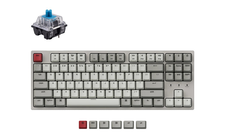 Keychron C1-K2Z, 80% TKL Layout 87 Keys, Retro,  Blue Switch, Non-Backlight, Gateron Switch, Mechanical Wired Keyboard