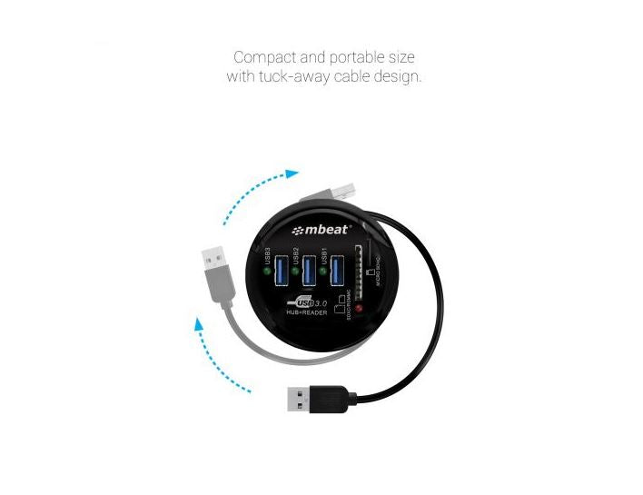 mbeat Portable USB 3.0 Hub and Card Reader