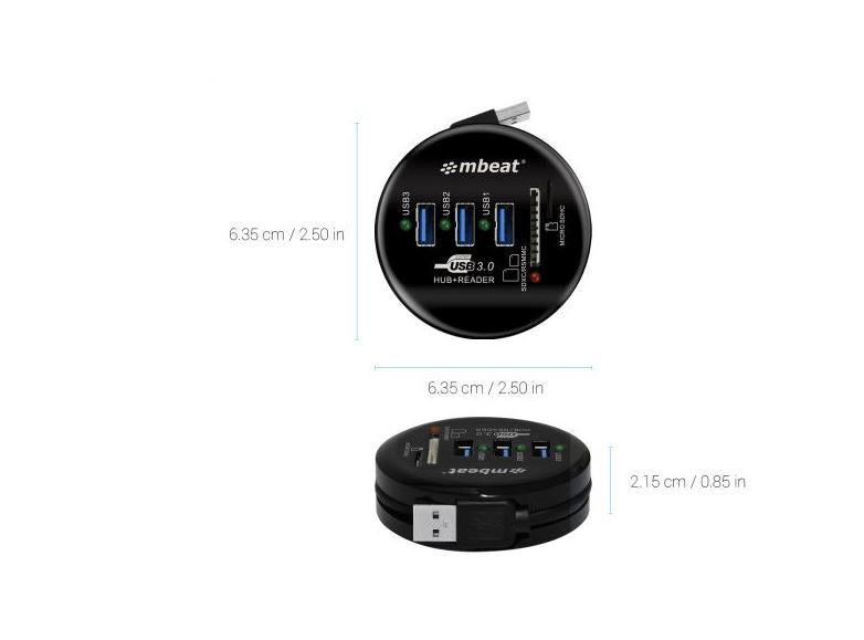 mbeat Portable USB 3.0 Hub and Card Reader
