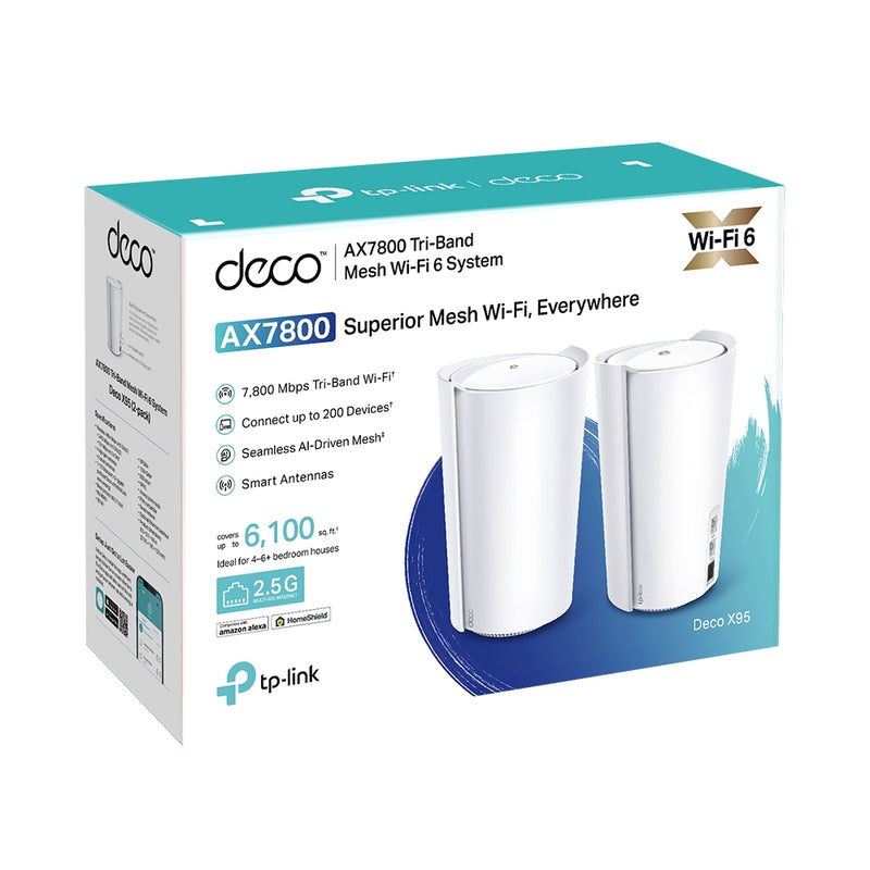 TP-Link AX7800 Tri-Band Mesh WiFi 6 System Deco X95(2-pack)