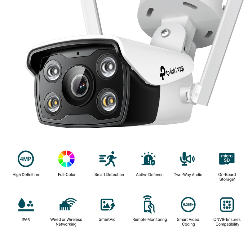 TP-Link VIGI C340-W (4mm) 4MP Outdoor Full-Colour Wi-Fi Bullet Network Camera