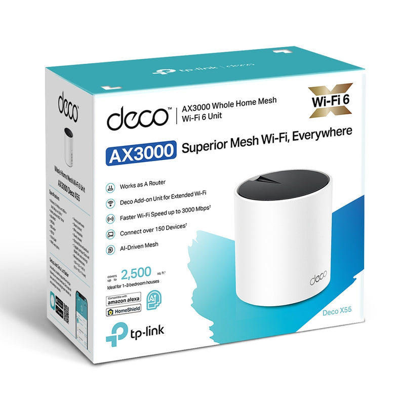 TP-Link AX3000 Whole Home Mesh WiFi 6 System Deco X55(1-pack)
