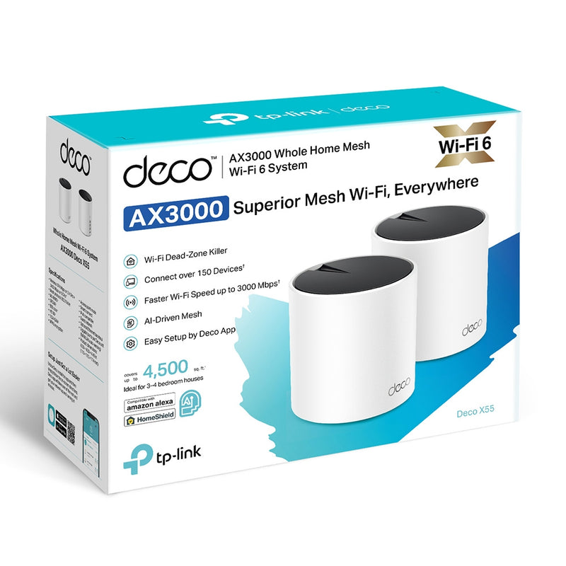 TP-LinkAX3000 Whole Home Mesh WiFi 6 System Deco X55(2-pack)