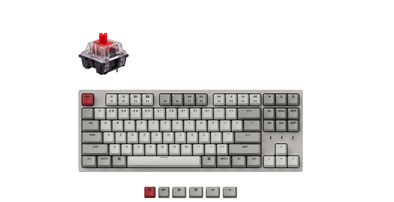 Keychron C1-K1Z, 80% TKL Layout 87 Keys, Retro, Red Switch, Non-backlight, Gateron G Pro, Mechanical Wired Keyboard