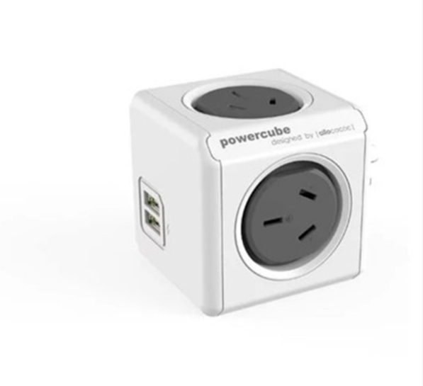 ALLOCACOC POWERCUBE OUTLET X 2 USB X 2 surge Grey