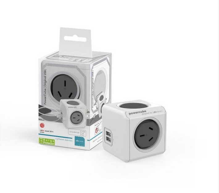 ALLOCACOC POWERCUBE OUTLET X 2 USB X 2 surge Grey