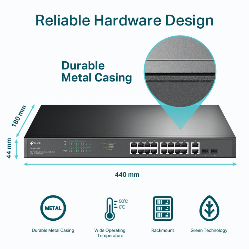 TP-Link 18-Port Gigabit Rackmount  Switch with 16-Port PoE+