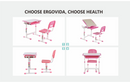 Bracom Ergonomical Height Adjust kids desk and chair set- Pink