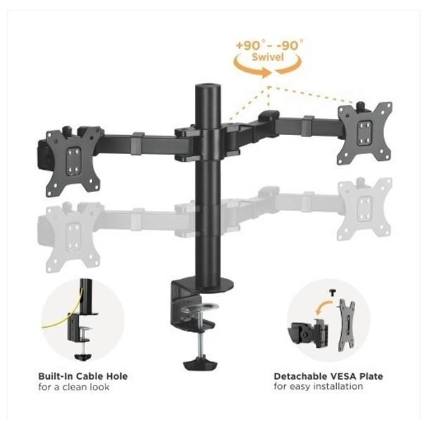 Bracom DUAL MONITORS AFFORDABLE STEEL ARTICULATING MONITOR STAND Desk Mount