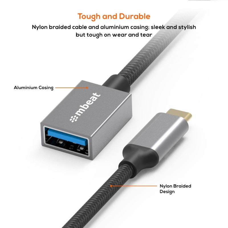 Mbeat Tough Link USB-C to USB 3.0 Adapter - Space Grey