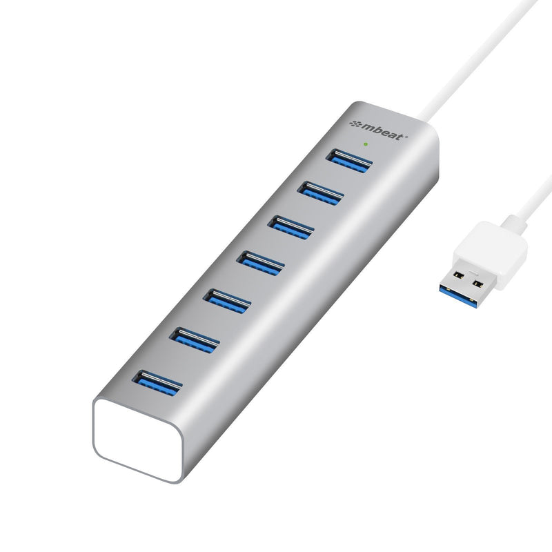 mbeat 7-Port USB 3.0 Aluminum Slim Hub with Power for PC and MAC
