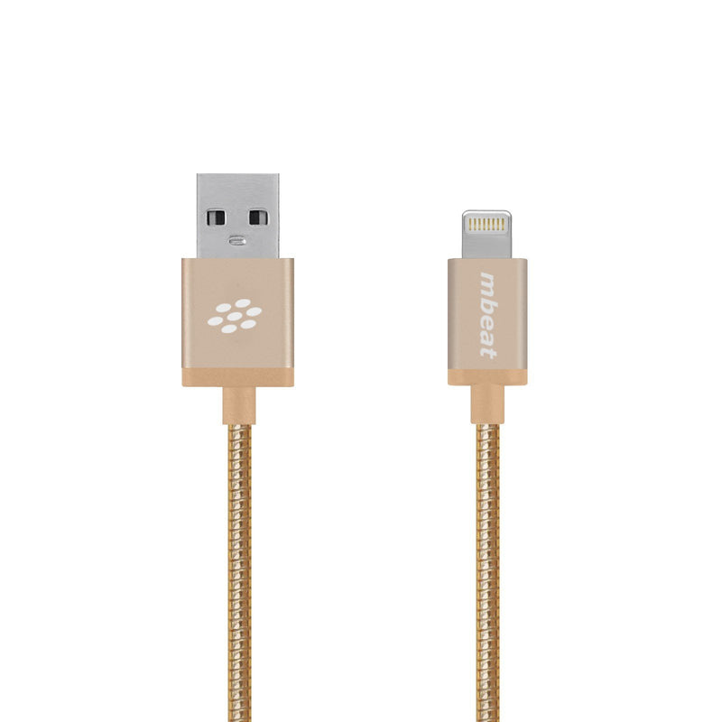 mbeat "Toughlink" Gold 1.2m Metal Braided MFI Lightning Cable